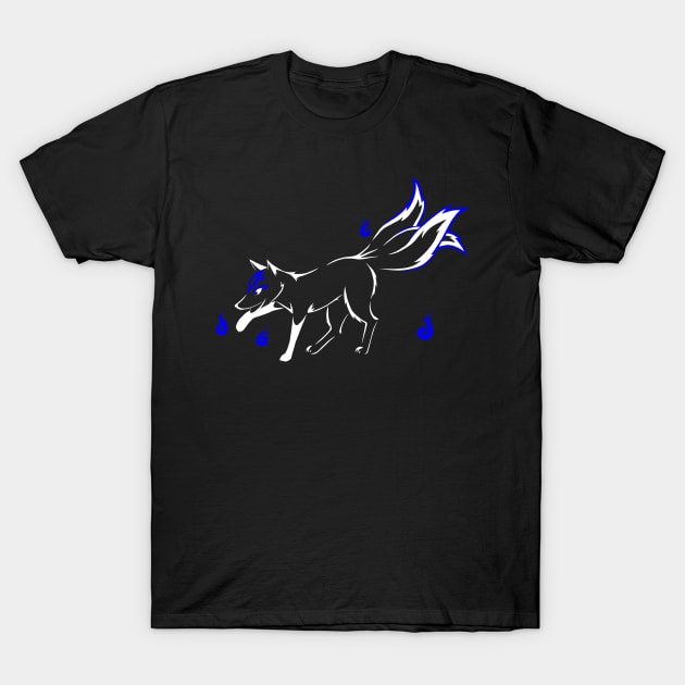 Kitsune (white and blue) T-Shirt by Eile